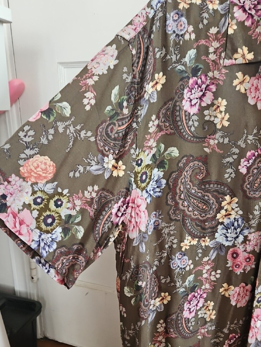 PacSun Olive Floral Paisley Short Sleeve Button-Up Shirt - Picture 5 of 5